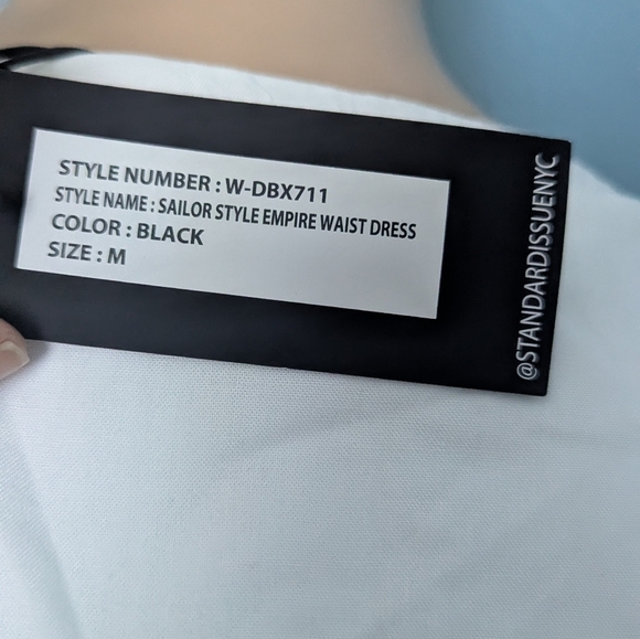 Standard Issuen -Inspired Black Dress with White Accents - Picture 3 of 5